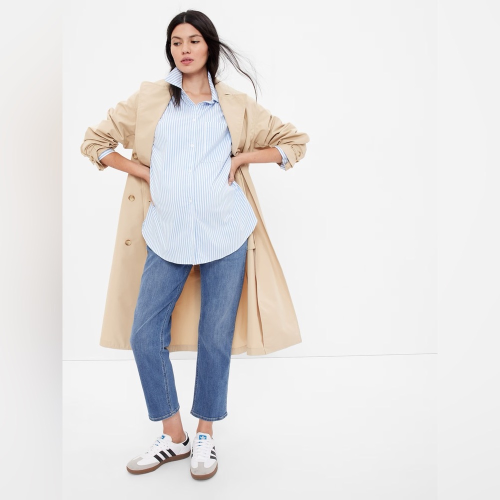 Gap Maternity Inset Panel Cheeky Straight Jeans with Washwell